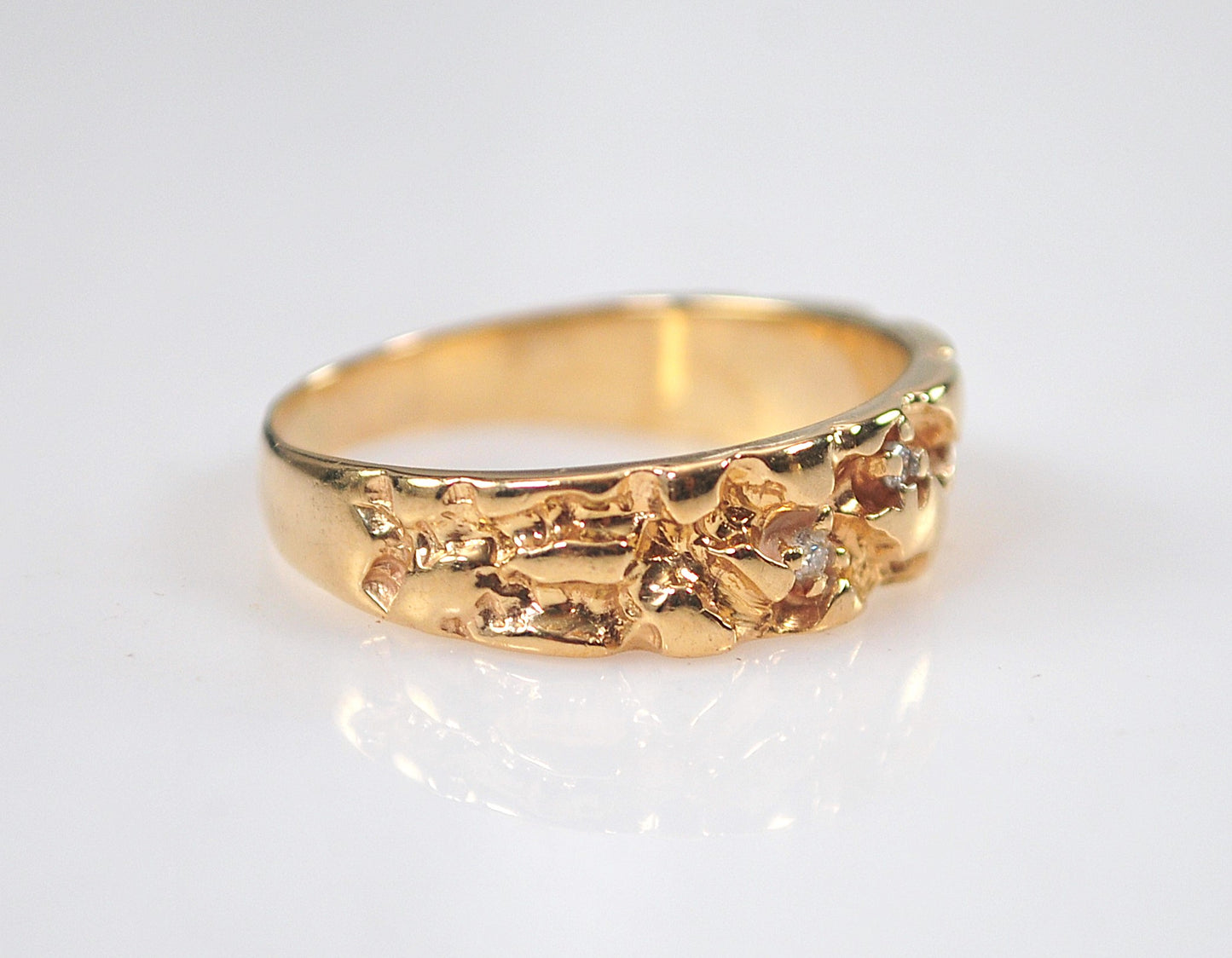 14K Gold Diamond Nugget Ring