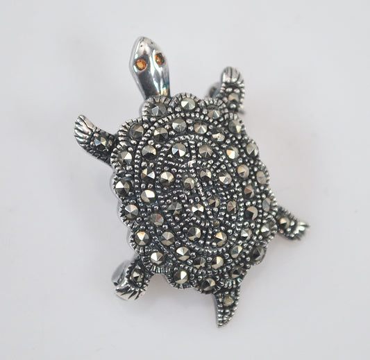 Sterling Silver Marcasite Turtle Brooch
