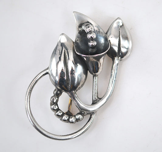 Vintage Sterling Silver Lily Brooch