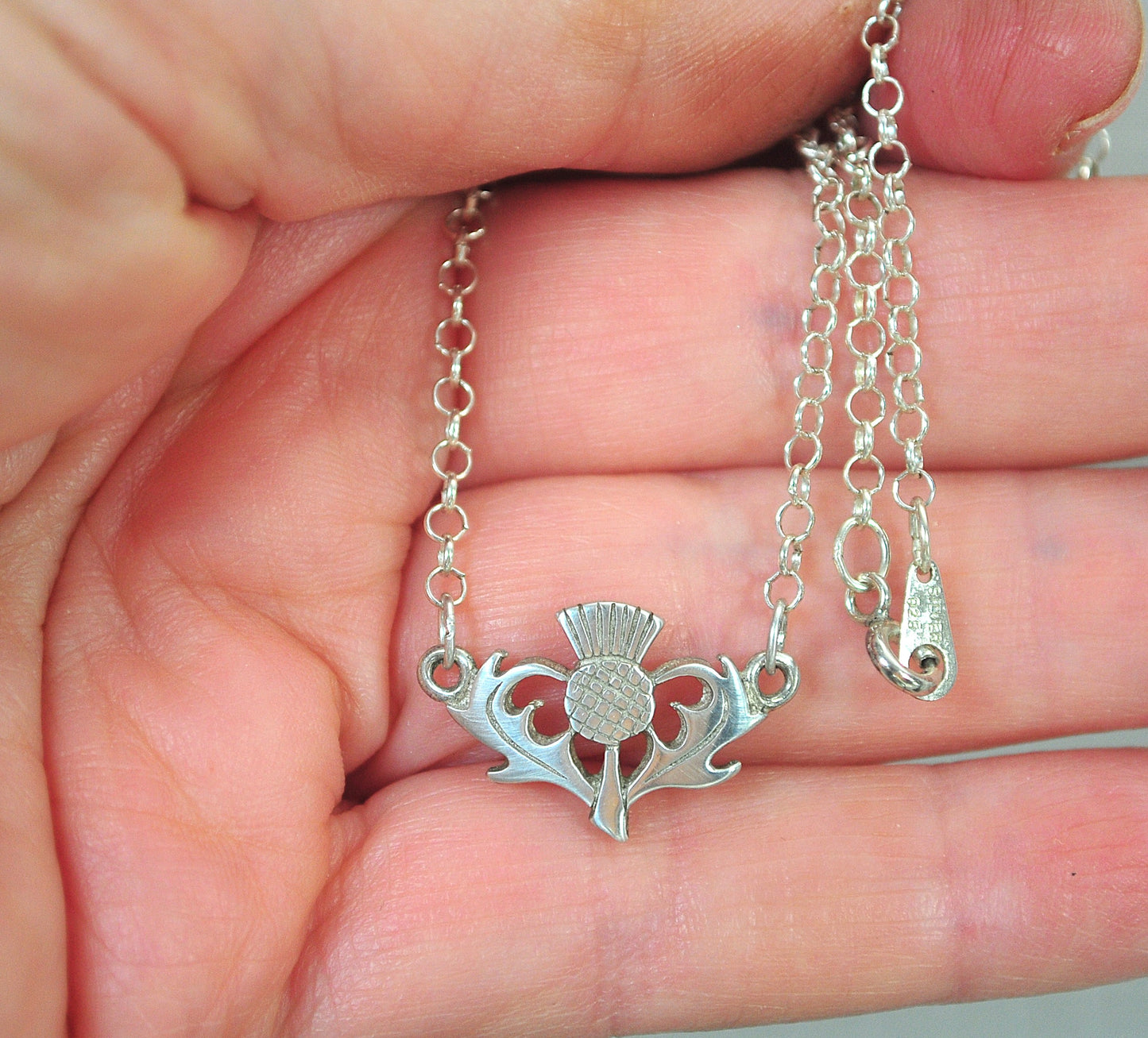 Vintage Signed Sterling Silver Thistle Brooch