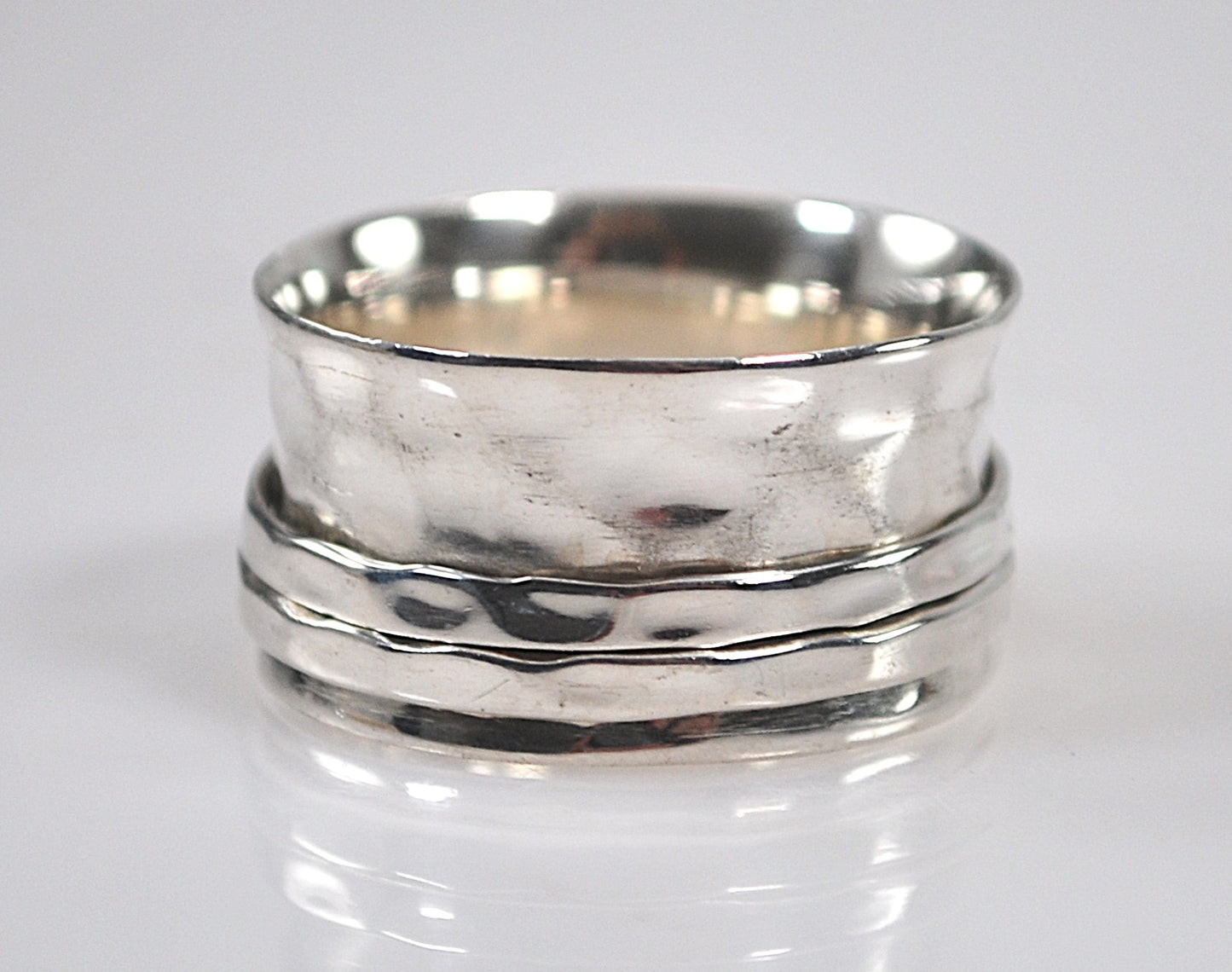 Sterling Silver Brass Heart Spinner Ring