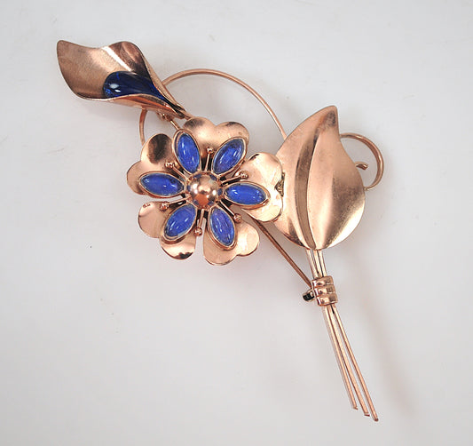 Vintage Truart Sterling Silver Floral Brooch