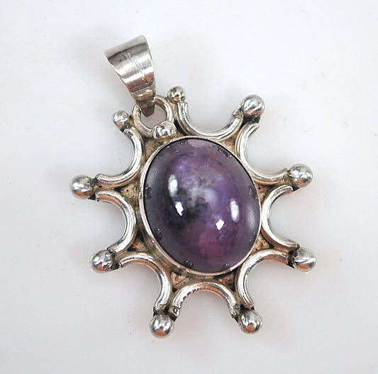 Vintage Sterling Silver Genuine Star Sapphire Pendant