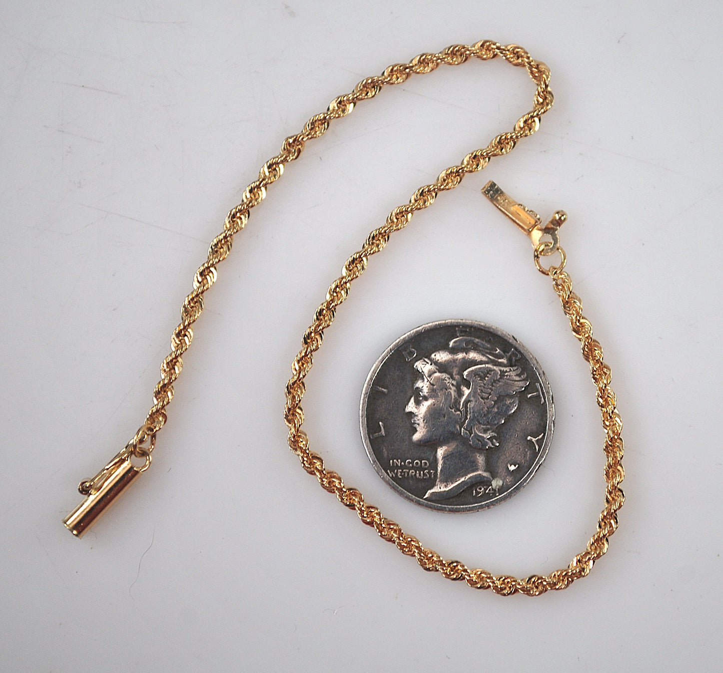 Signed 14K Gold Rope Bracelet