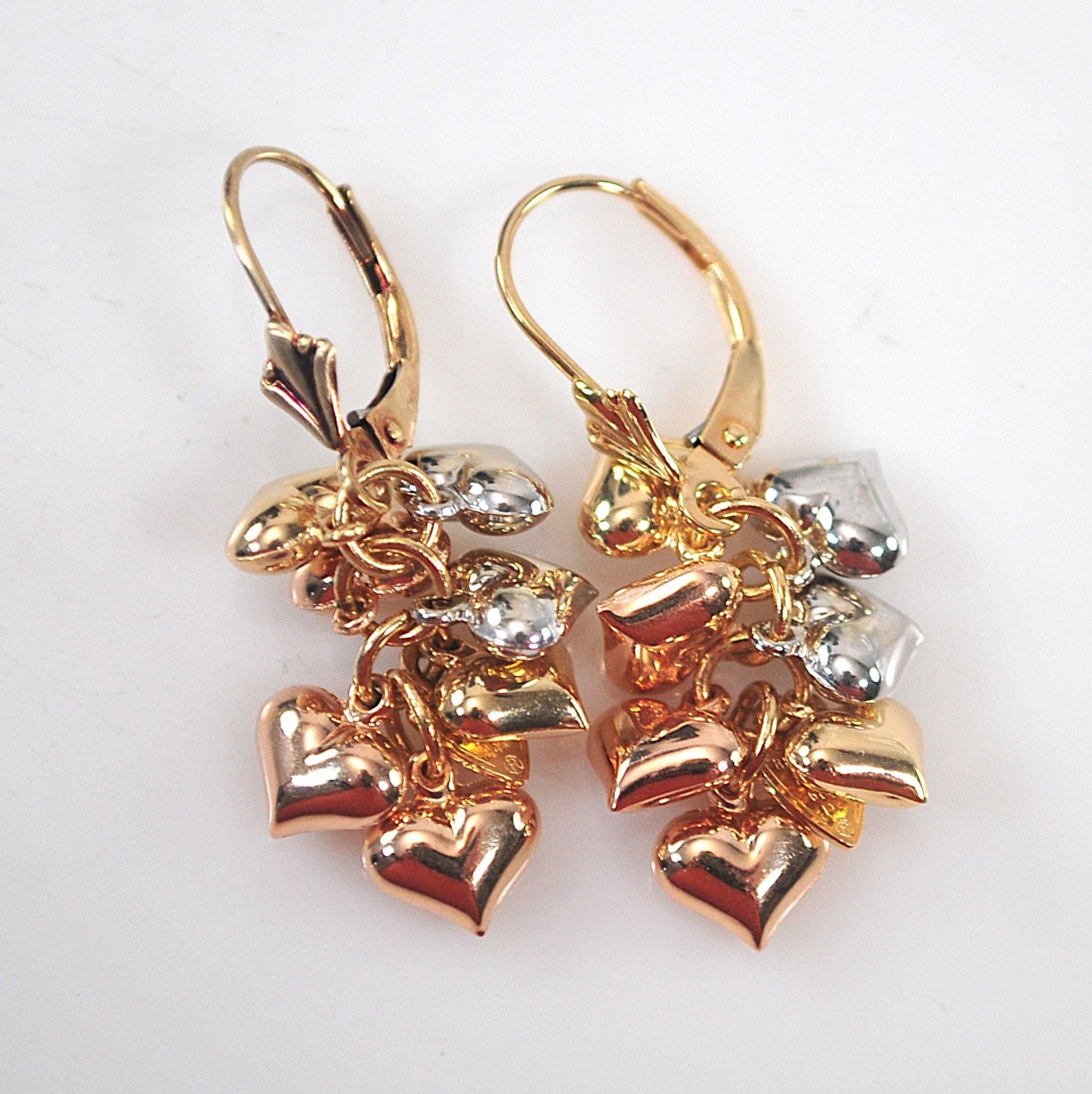 Signed 14K Gold Puffed Heart Earrings