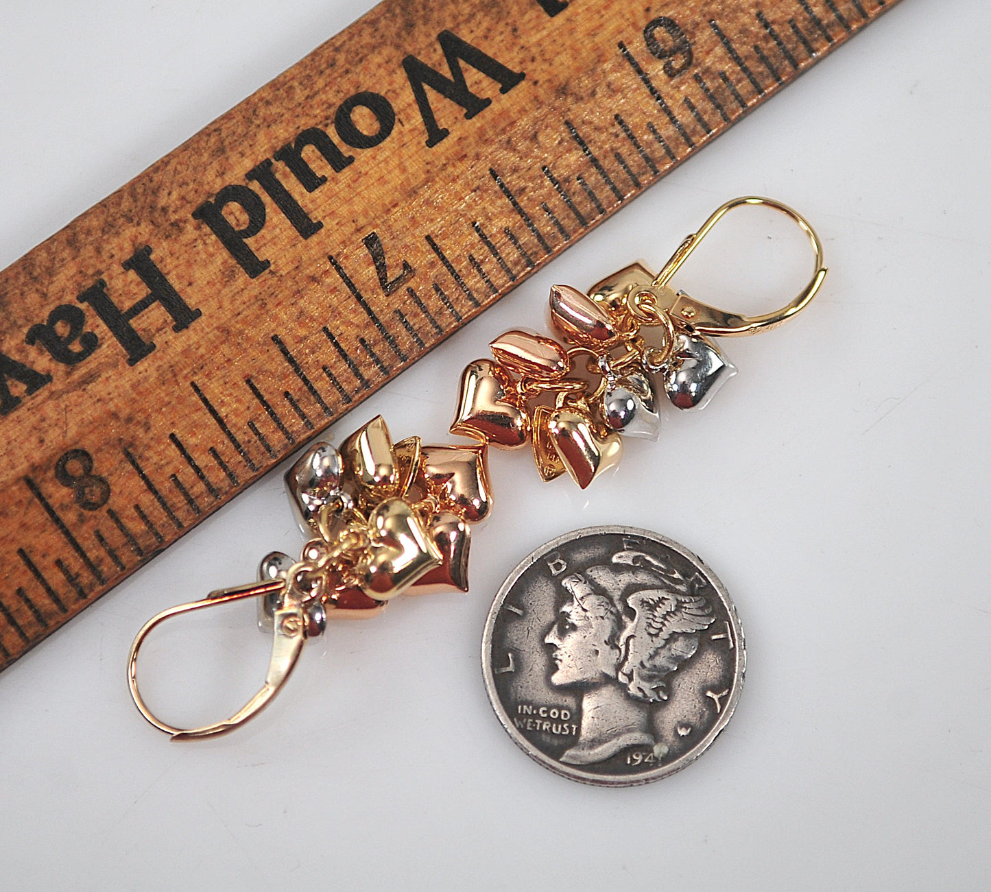 Signed 14K Gold Puffed Heart Earrings