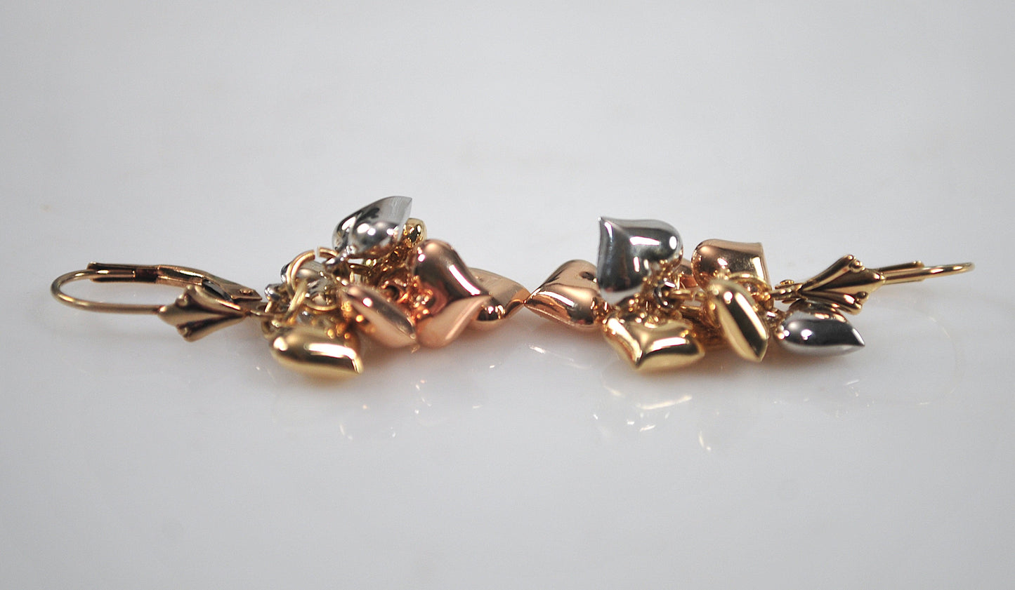 Signed 14K Gold Puffed Heart Earrings