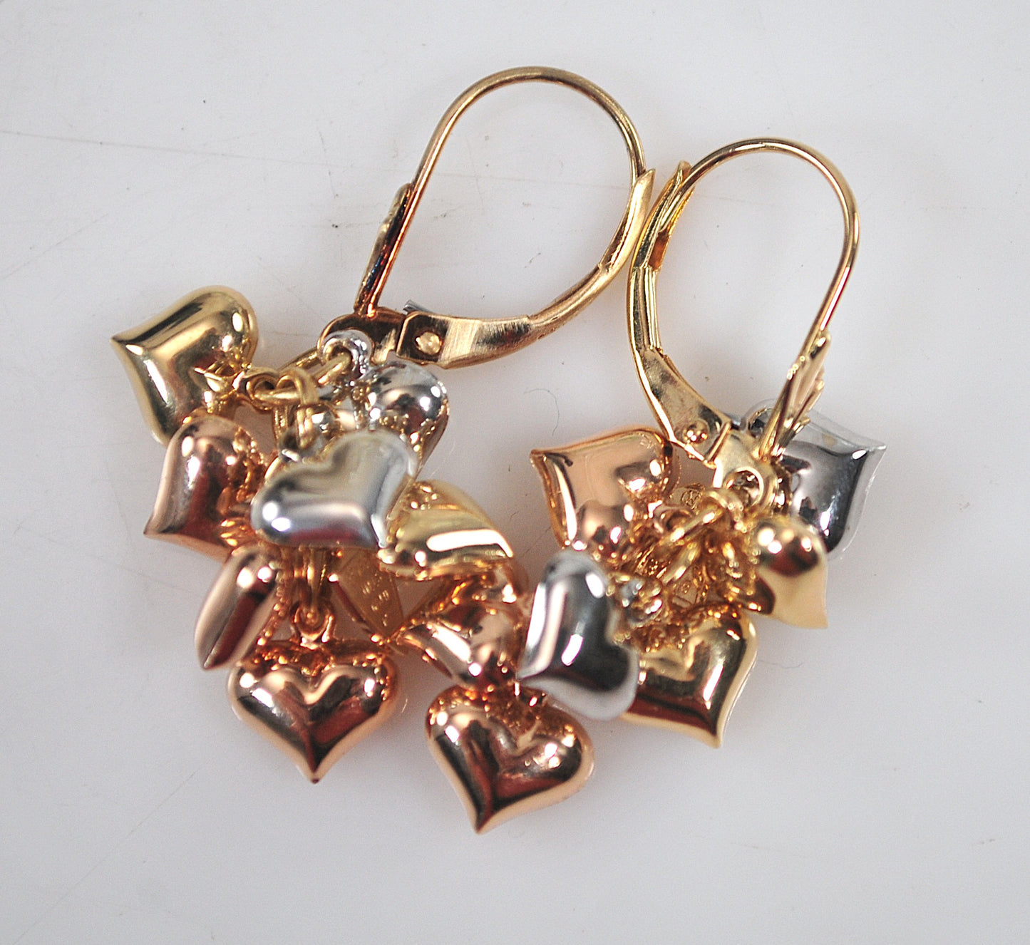 Signed 14K Gold Puffed Heart Earrings