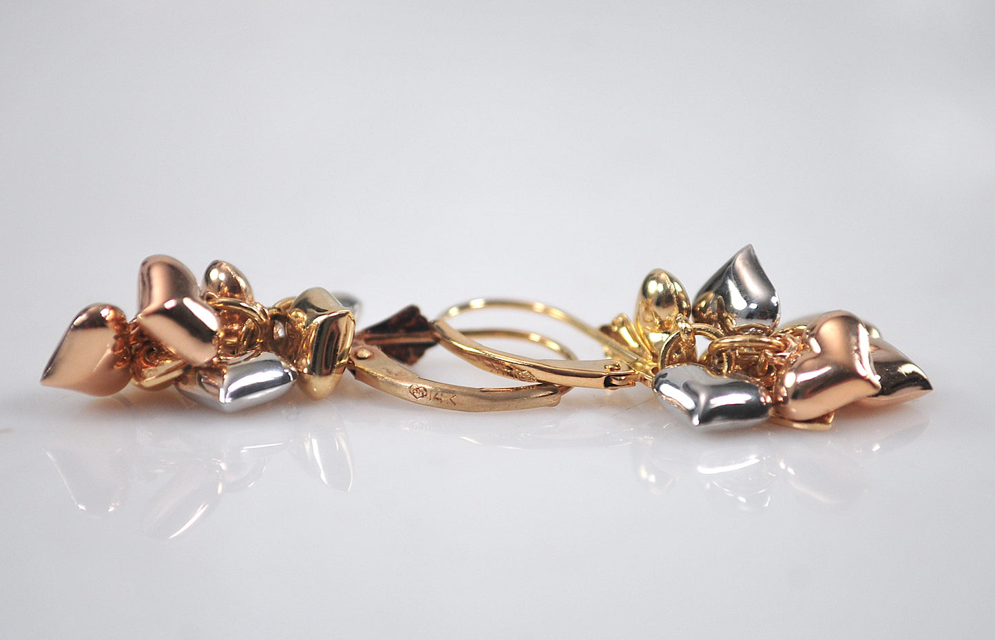 Signed 14K Gold Puffed Heart Earrings