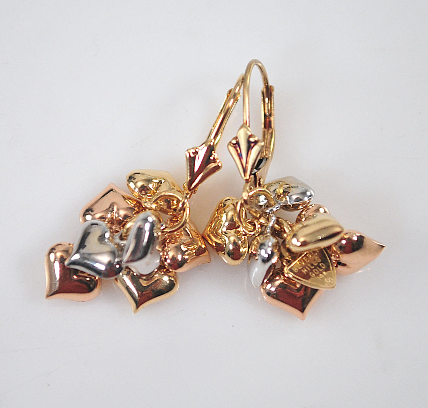 Signed 14K Gold Puffed Heart Earrings