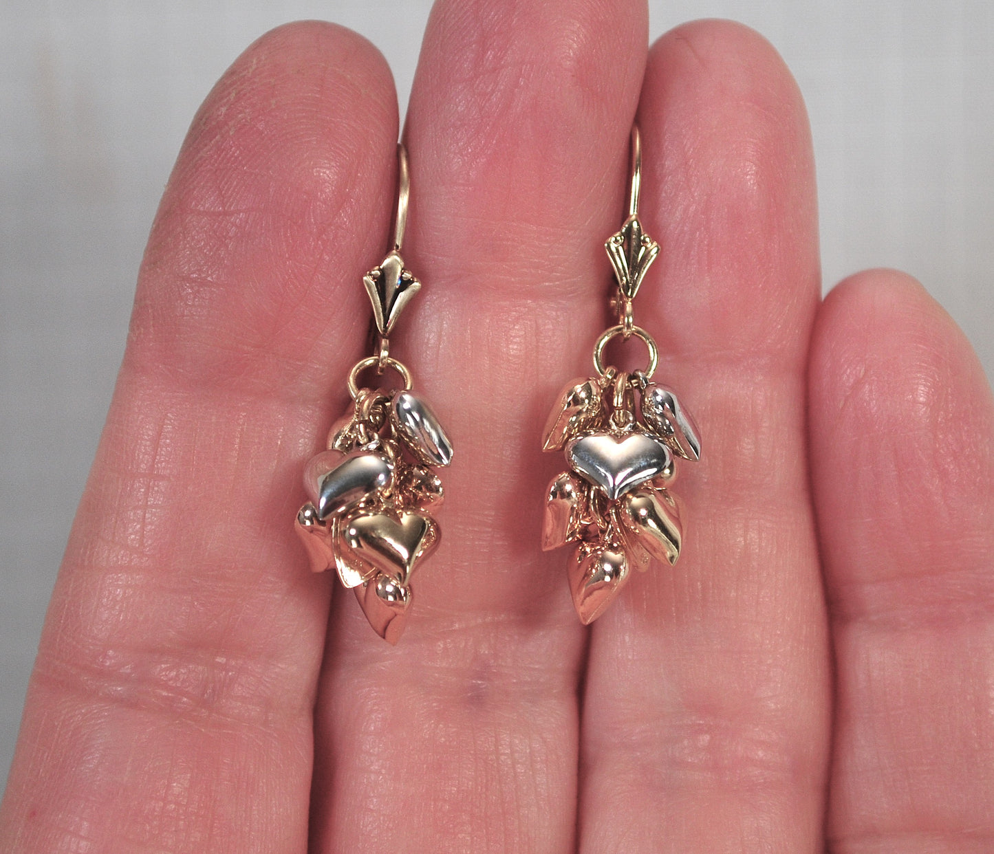Signed 14K Gold Puffed Heart Earrings