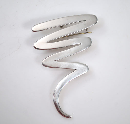 Large Vintage Taxco Sterling Silver Tornado Brooch Pendant
