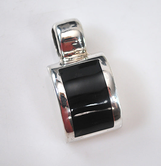 Chunky Sterling Silver Black Onyx Pendant