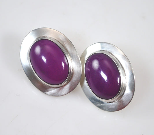 Vintage Sterling Silver Sugilite Earrings