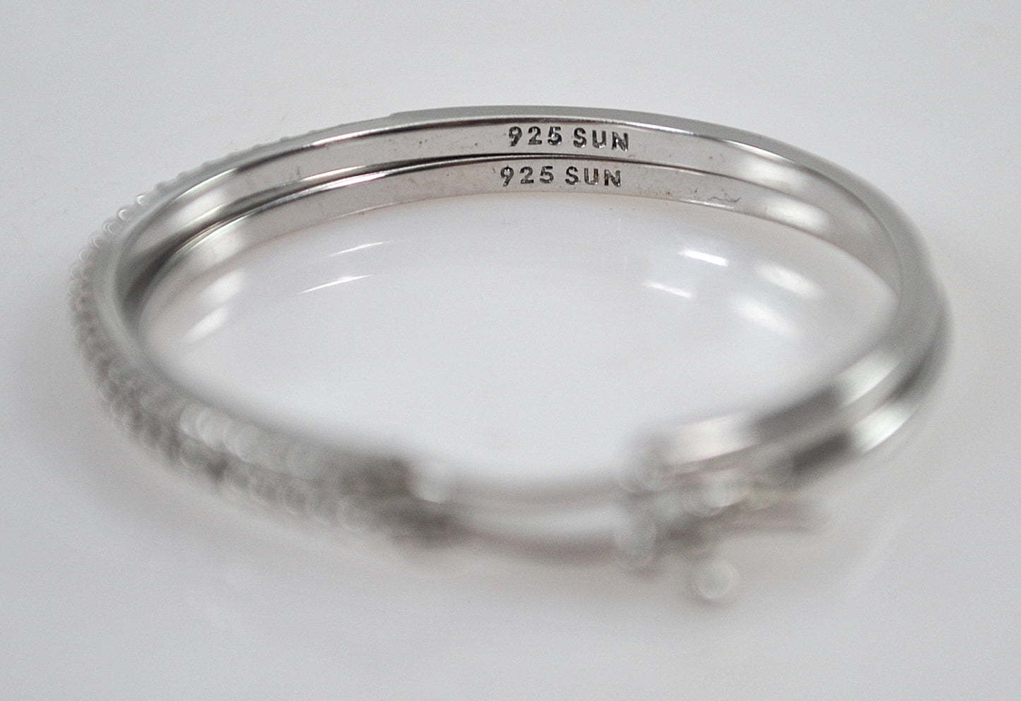 Signed Sterling Silver Genuine Diamond Hoop Earrings