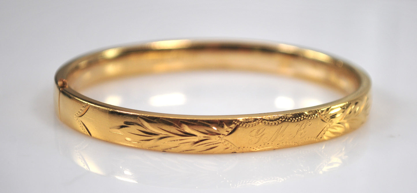 As is - Vintage Signed Gold Filled Bangle Bracelet