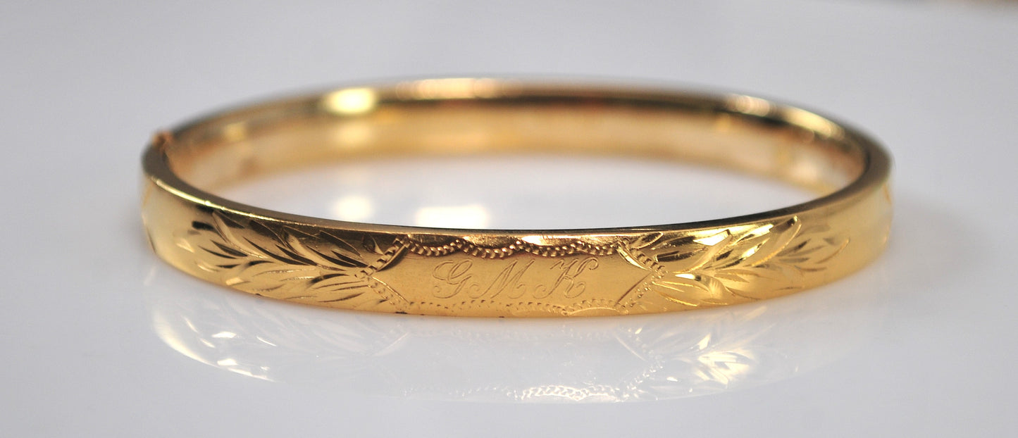 As is - Vintage Signed Gold Filled Bangle Bracelet
