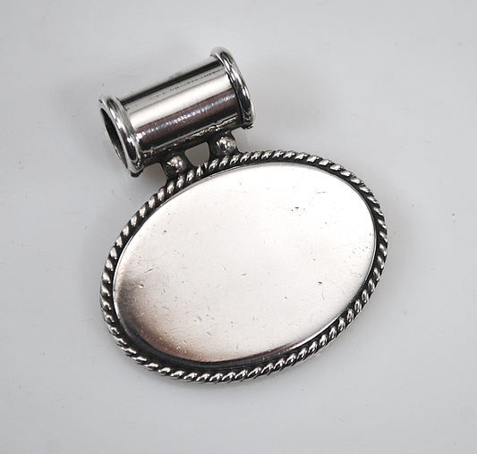 Sterling Silver Blank Medallion Slider Pendant