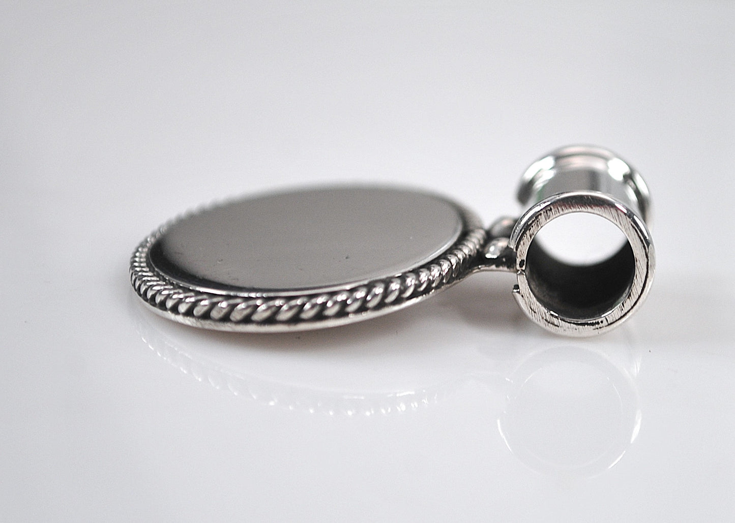 Sterling Silver Blank Medallion Slider Pendant