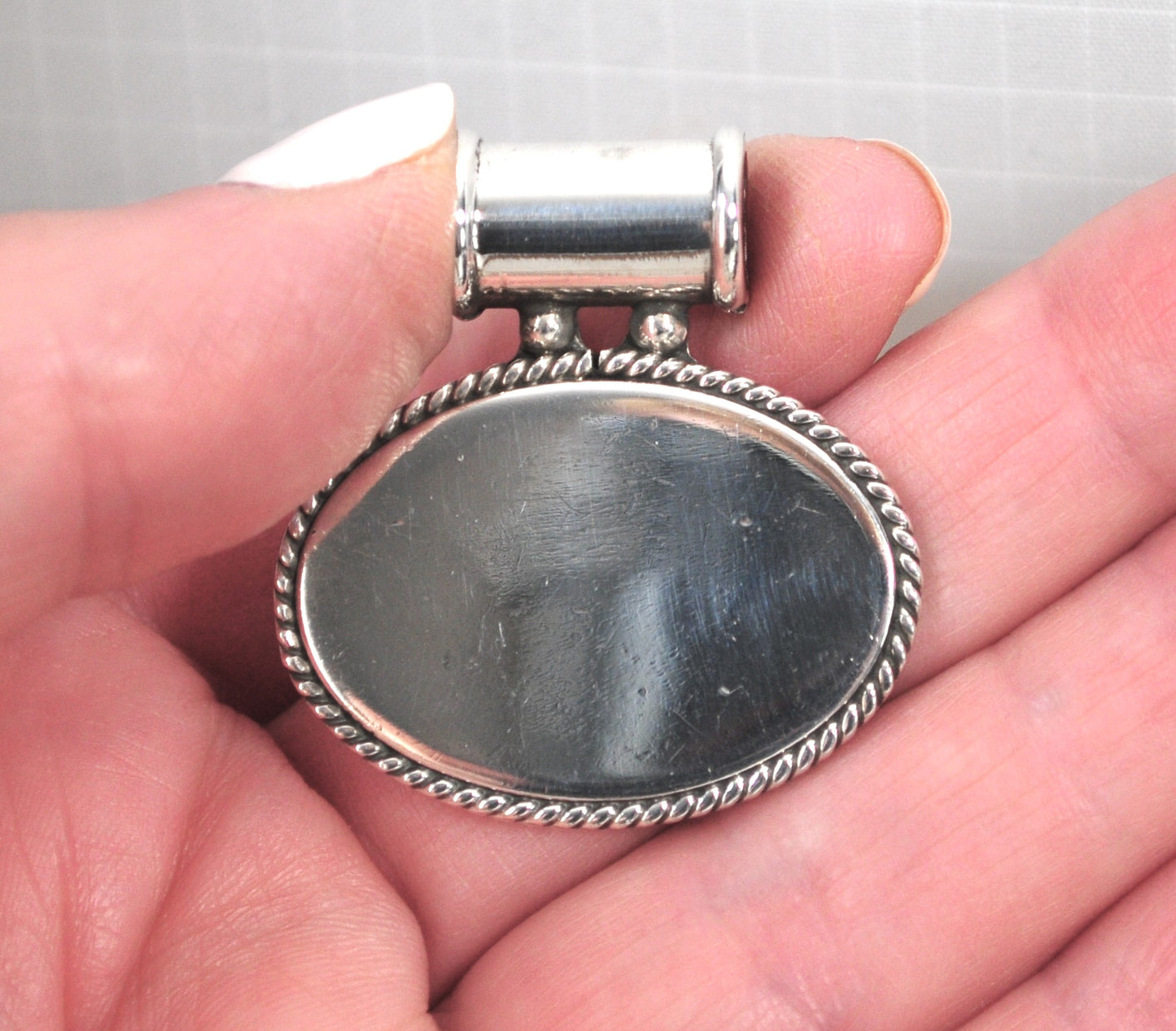 Sterling Silver Blank Medallion Slider Pendant