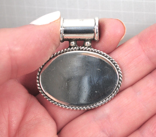 Sterling Silver Blank Medallion Slider Pendant
