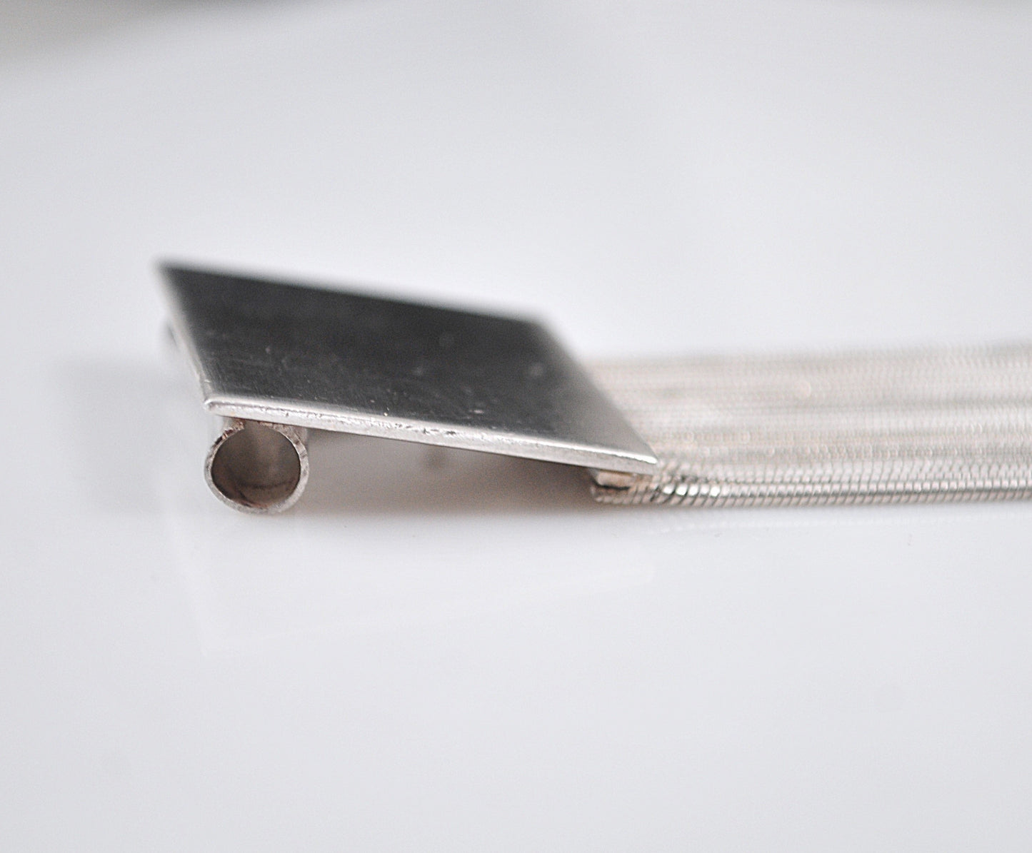 Long Signed Sterling Silver Fringe Slider Pendant