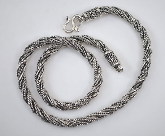 925 Heavy Twisted Multi-Strand Wheat Choker Necklace