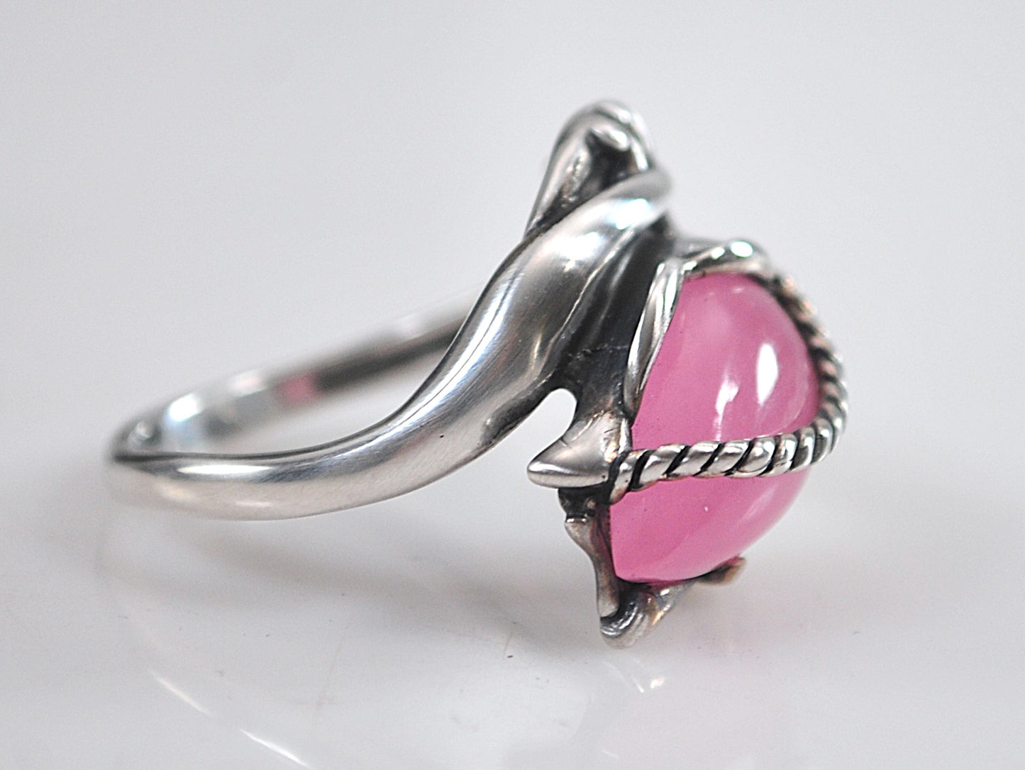 Carolyn Pollack Sterling Silver Pink Jade Rose Ring