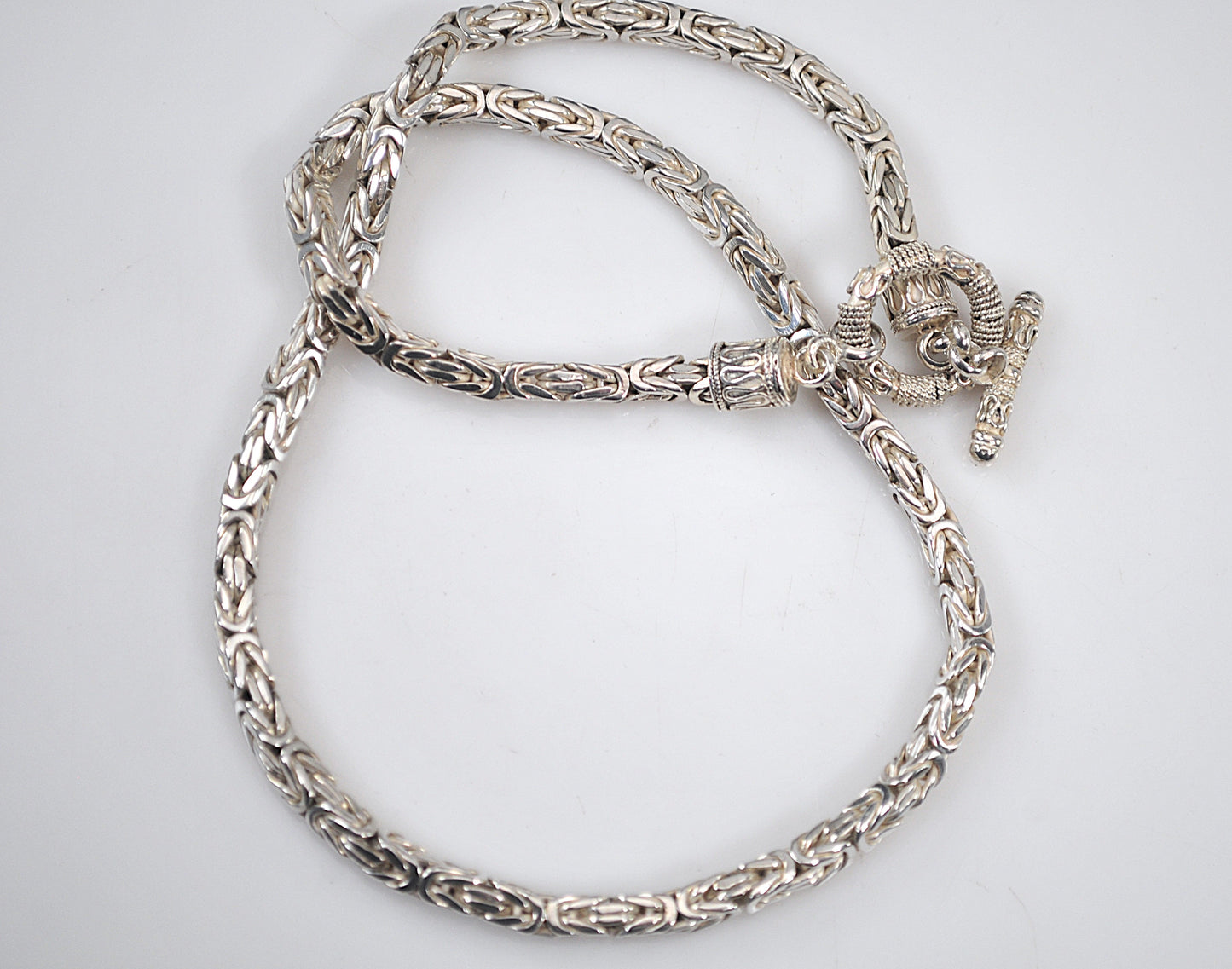 Heavy Sterling Silver Box Byzantine Chain Necklace
