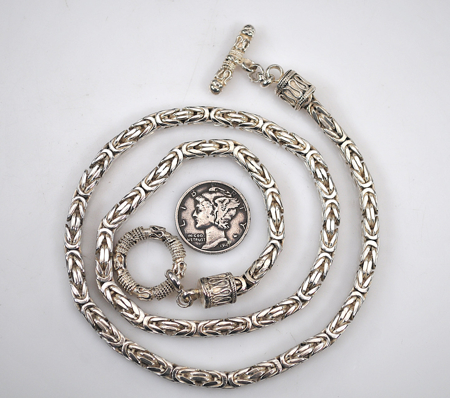 Heavy Sterling Silver Box Byzantine Chain Necklace