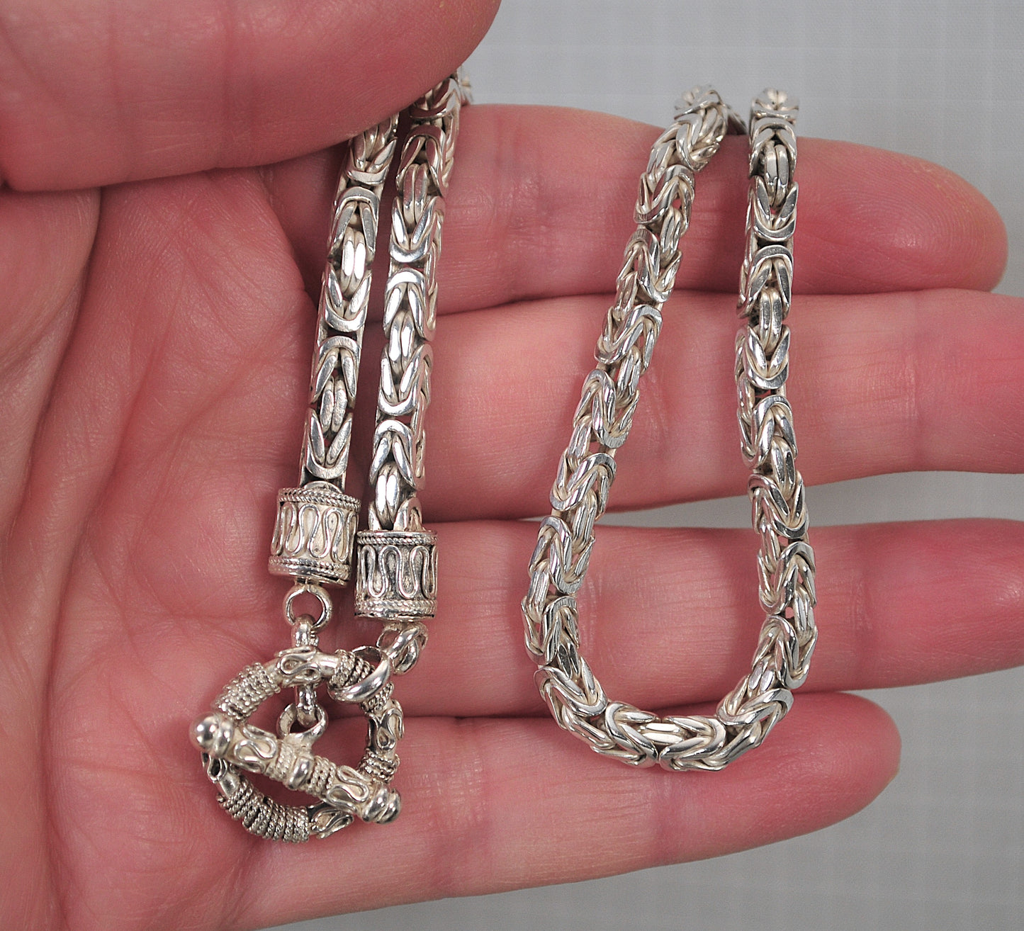 Heavy Sterling Silver Box Byzantine Chain Necklace