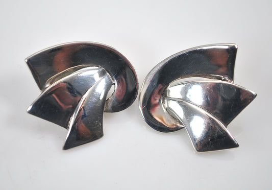 MWS 925 Sterling Silver Modernist Earrings