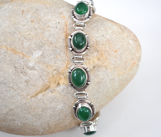 Sterling Silver Multi-Stone Green Stone Bracelet
