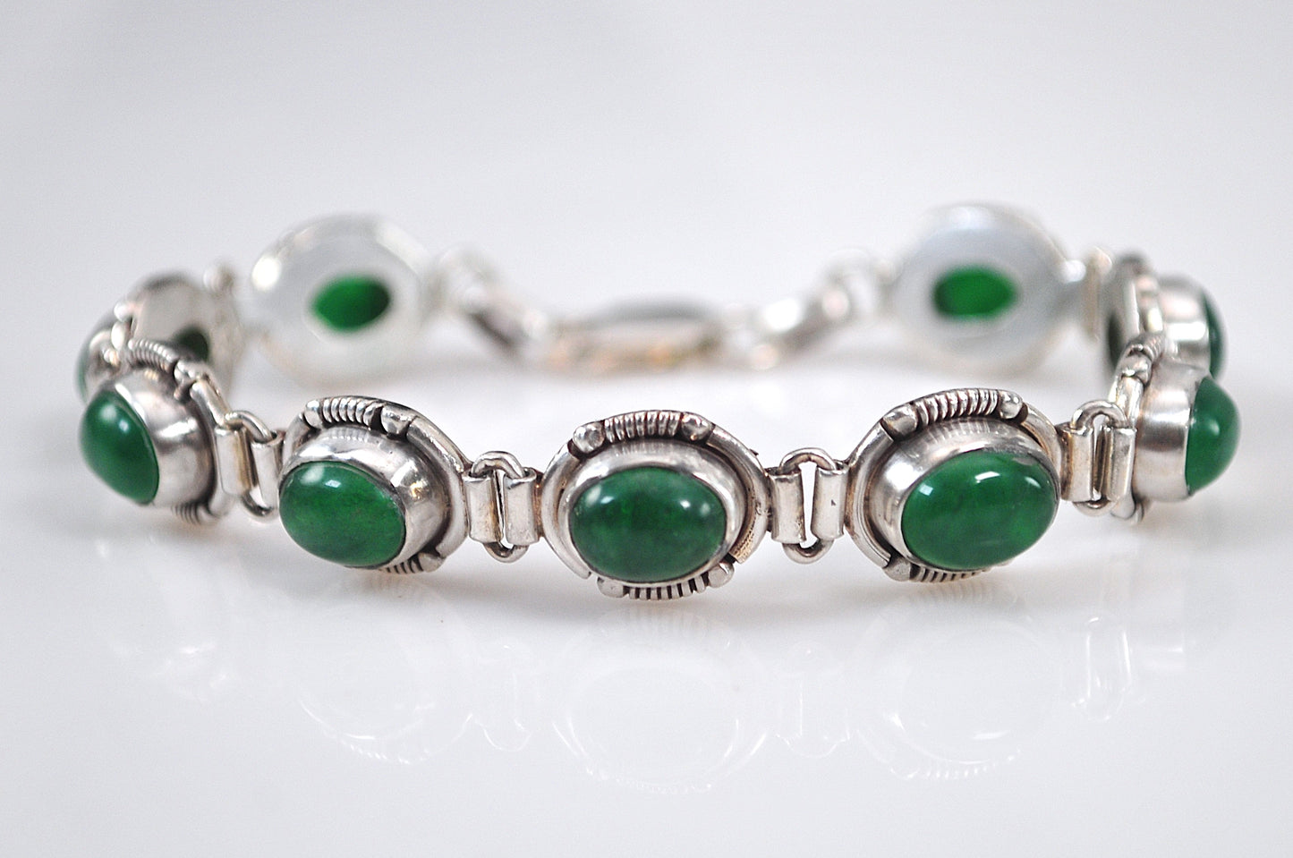 Sterling Silver Multi-Stone Green Stone Bracelet