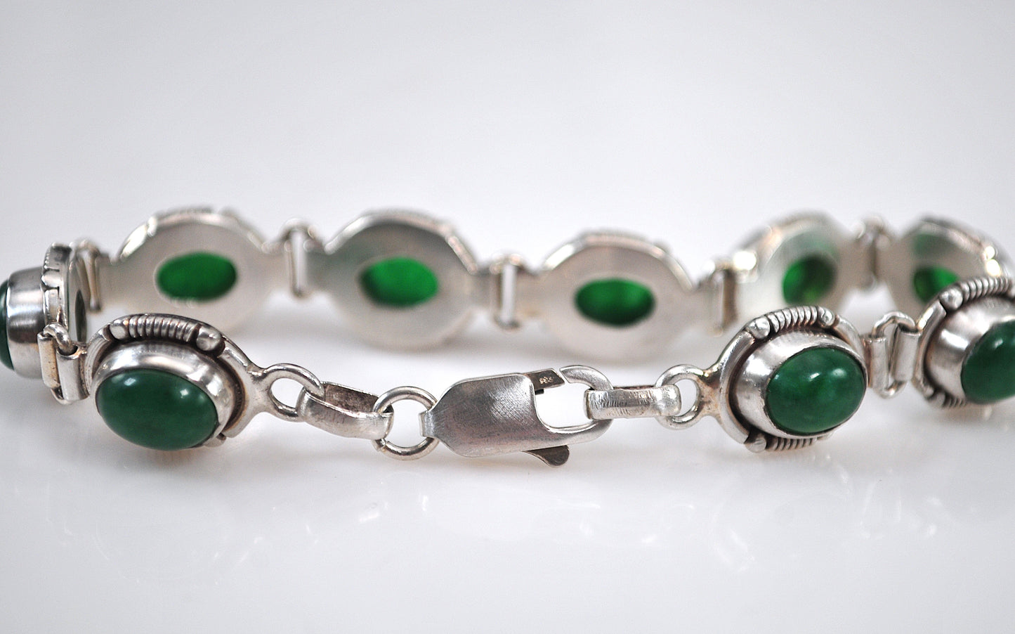 Sterling Silver Multi-Stone Green Stone Bracelet