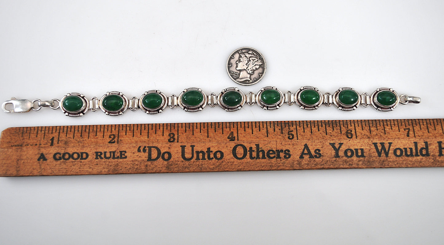 Sterling Silver Multi-Stone Green Stone Bracelet
