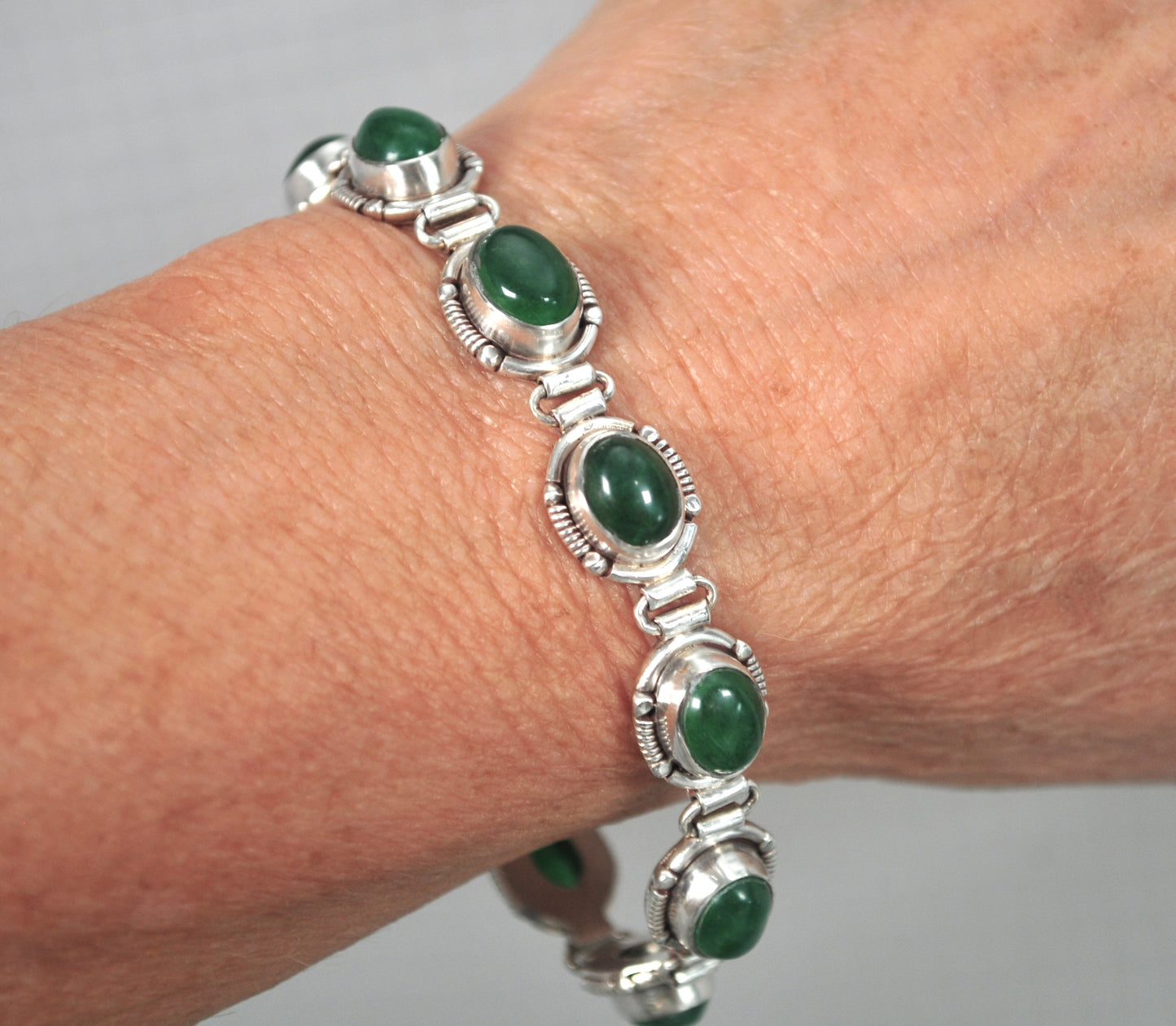 Sterling Silver Multi-Stone Green Stone Bracelet
