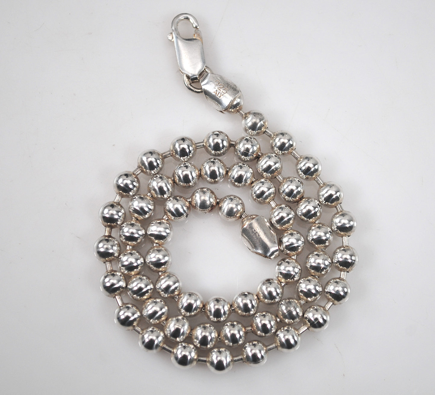 925 Italy 5mm Bead Ball Chain Choker Necklace