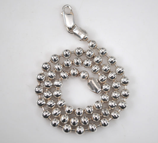 925 Italy 5mm Bead Ball Chain Choker Necklace