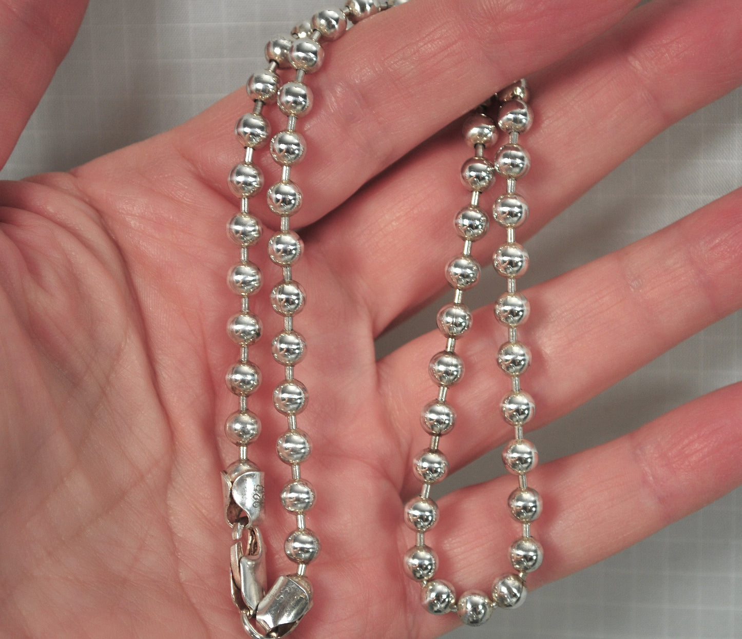 925 Italy 5mm Bead Ball Chain Choker Necklace