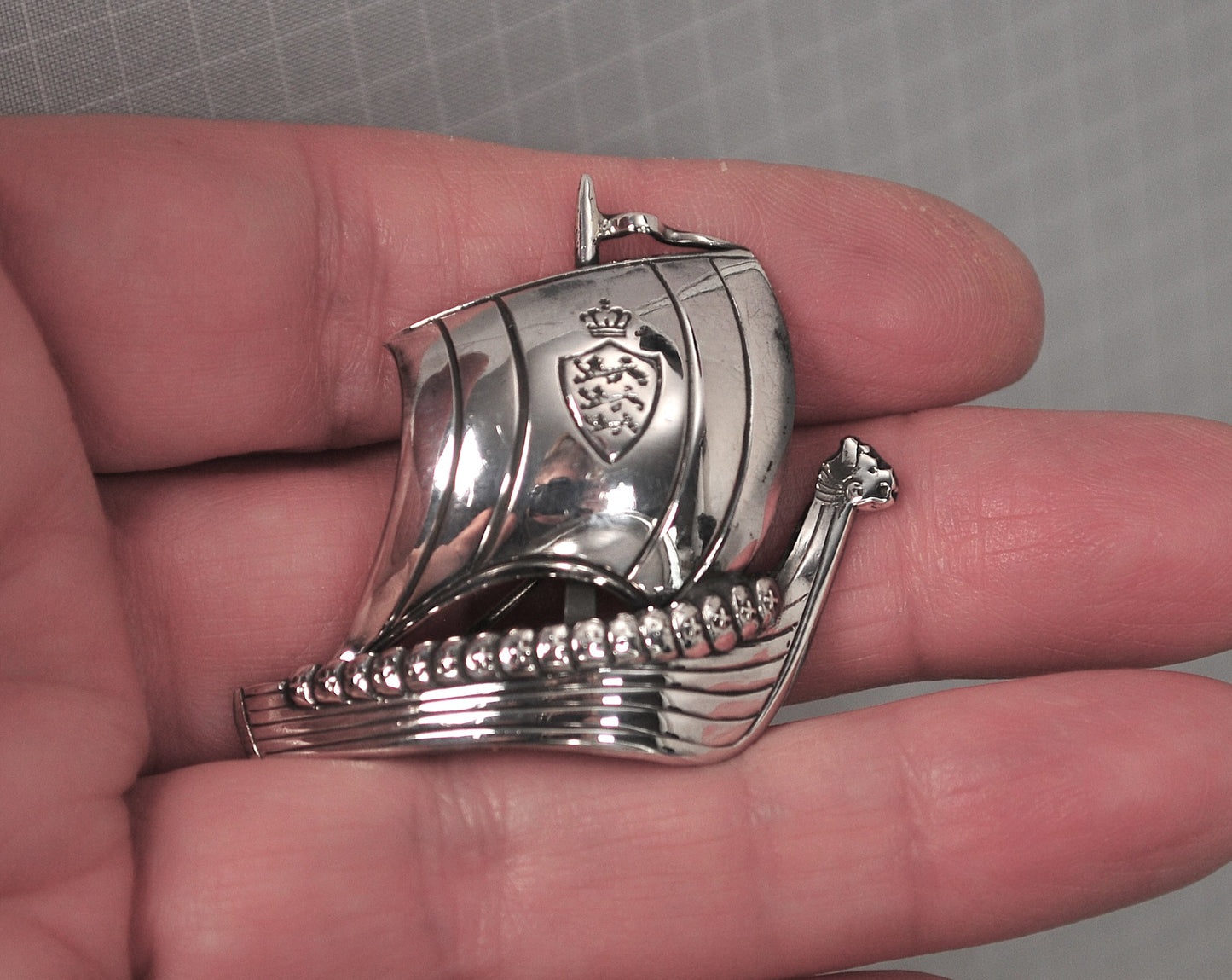 Erik Thimann Denmark 925 Sterling Viking Ship Brooch