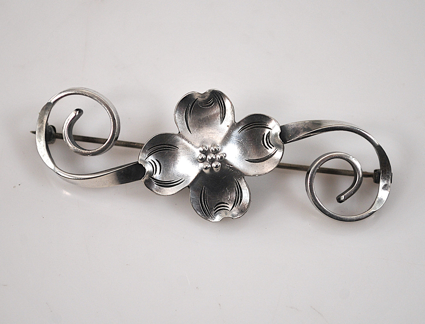 Vintage Sterling Silver Dogwood Flower Brooch