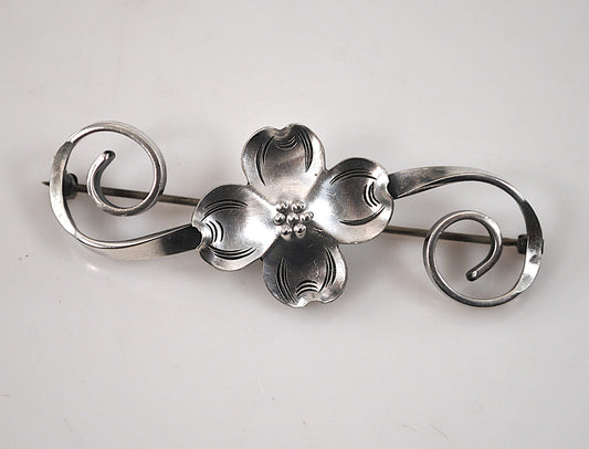 Vintage Sterling Silver Dogwood Flower Brooch
