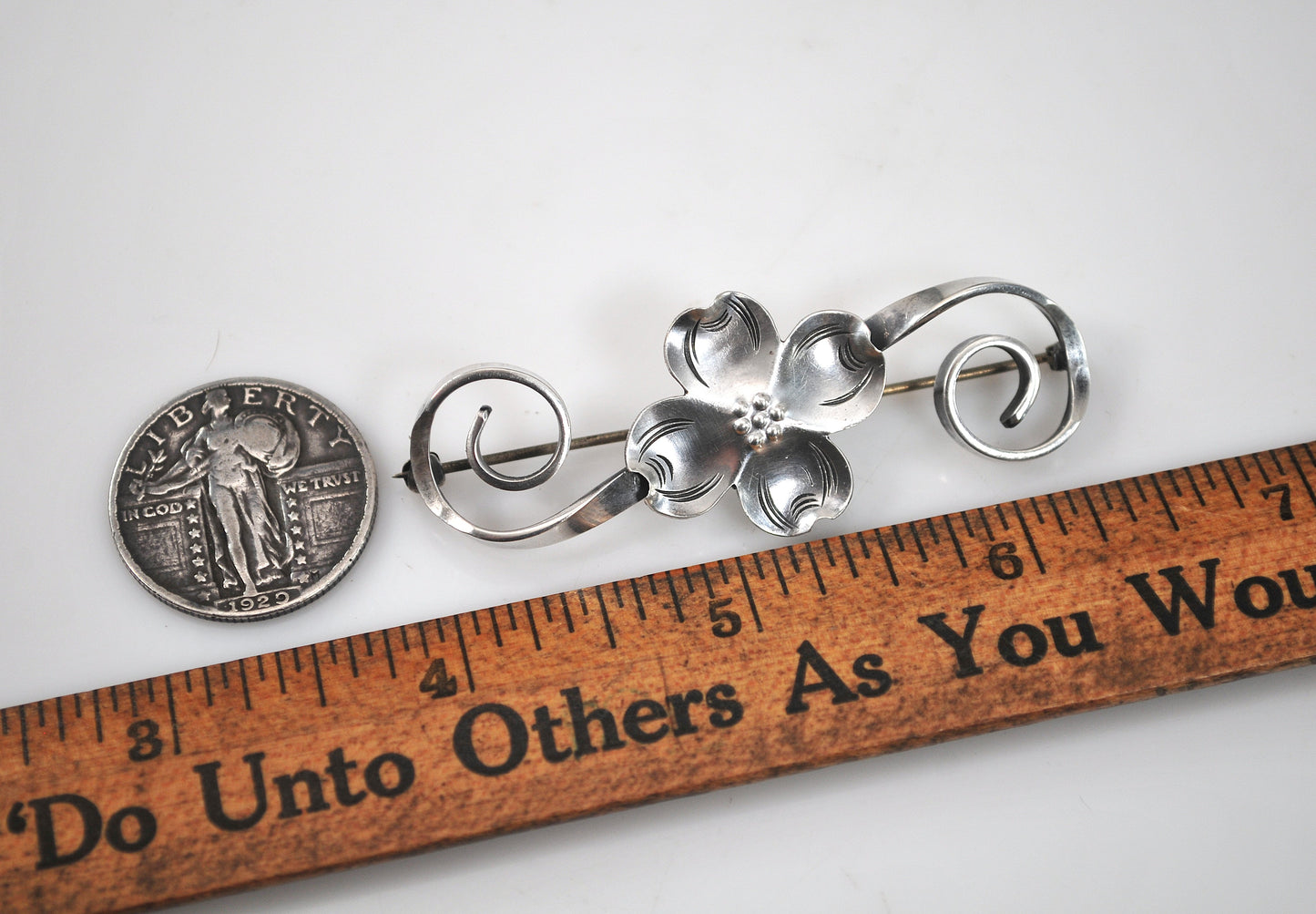 Vintage Sterling Silver Dogwood Flower Brooch