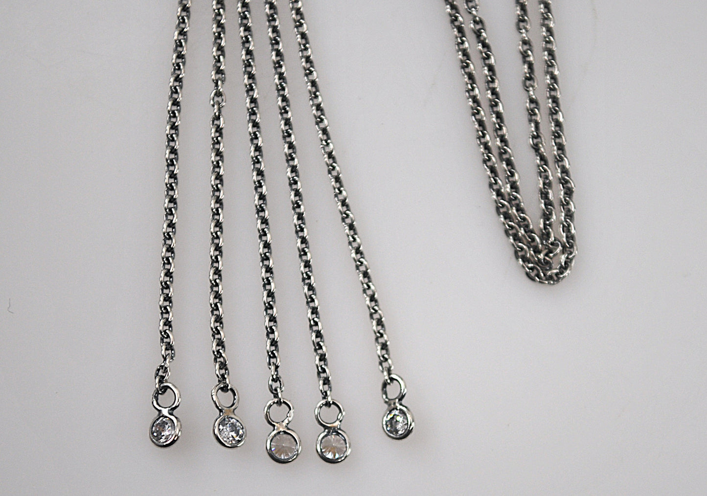 Designer Sterling Silver Rose Tassel Necklace