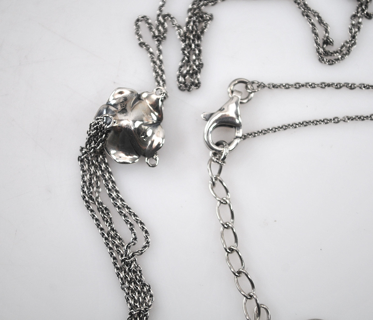 Designer Sterling Silver Rose Tassel Necklace