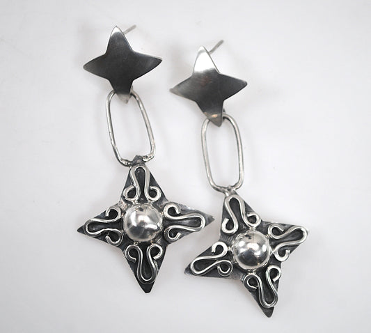 Large Taxco Sterling Silver Earrings