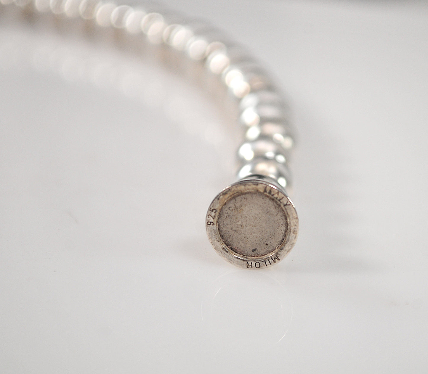 Milor 8mm Sterling Silver Bead Ball Choker Necklace with Magnetic Clasp