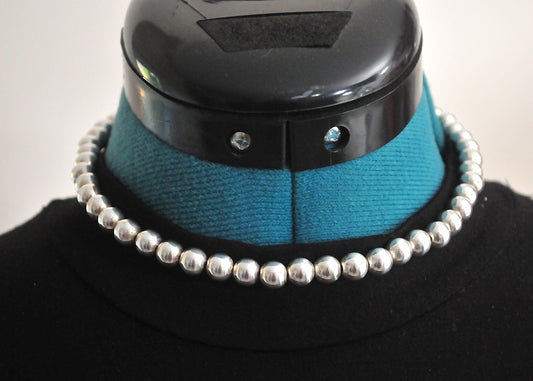 Milor 8mm Sterling Silver Bead Ball Choker Necklace with Magnetic Clasp