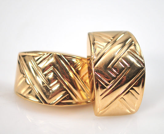 Chunky 14K Gold Geometric Omega Earrings